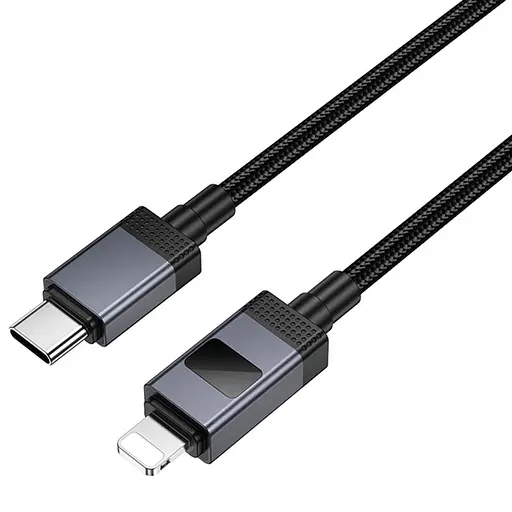 Дата кабель Hoco X118 Generous with display Type-C to Lightning 27W (1m) Black - фото 4