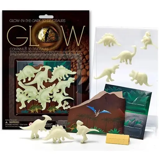 Набор светящихся в темноте 3D-наклеек 4M Динозавры 00-05426 Набор люминесцентных наклеек - фото 2