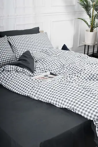 Комплект постільної білизни Moon&Star King Size 220x240 см наволочки 2х50х70 см Gray Square Ranforce Elite - фото 2