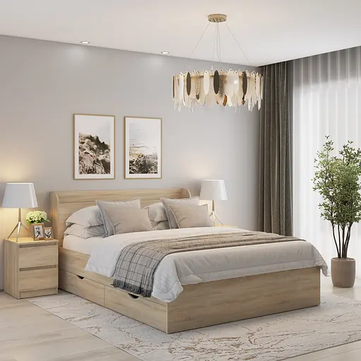 Ліжко двоспальне MebelStar Адель з ящиками 160x200 см Дуб сонома (MBS-1428)