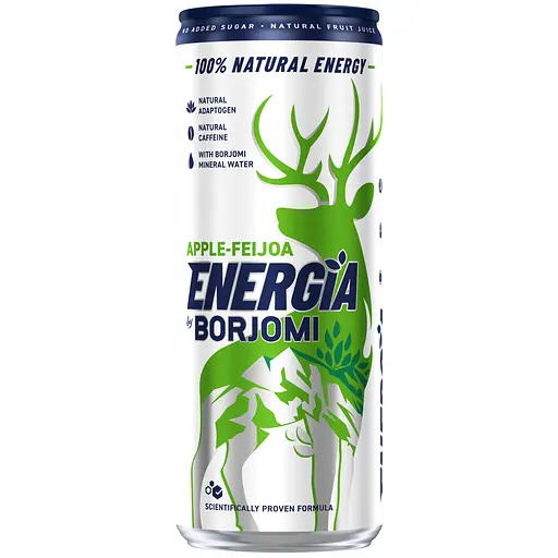 Напиток безалкогольный Borjomi Energia газированный соковый со вкусом Яблоки и Фейхоа 0.24 л х 12 (ж/б) - фото 1