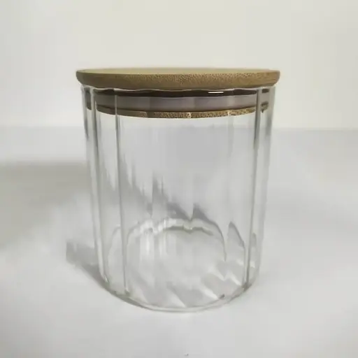 Емкость стеклянная Vittor с деревянной крышкой круглая полосатая 700 мл VT-7607 (135497) - фото 2