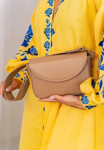 Женская кожаная сумка Molly карамель краст - фото 5