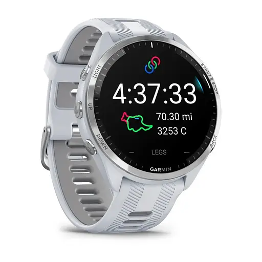Смарт-годинник Garmin Forerunner 965 білий корпус з титановим безелем з білим силіконовим ремінцем - фото 2