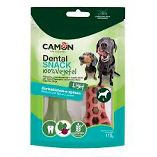 Ласощі для собак Camon Dental Snak Mix кісточки з солодкої картоплі зі смаком буряка шпинату 115 г