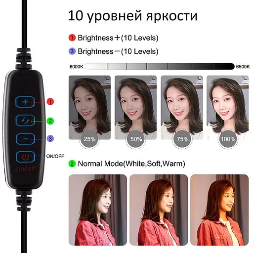 Кільцева USB LED лампа Puluz PU392 6.2"+ настільне кріплення 18-28 см - фото 3