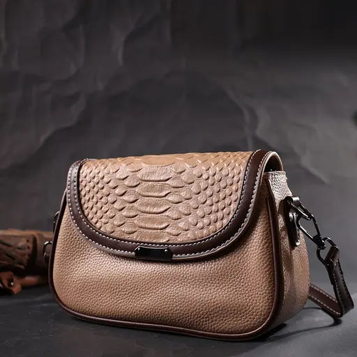 Сумка для женщин Vintage с фактурным клапаном из натуральной кожи 22х14х6.5 см sum0028999 - фото 9