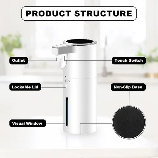 HMJIA Напівавтоматичний дозатор мила із сенсорною панеллю 400 мл IPX5 - фото 3