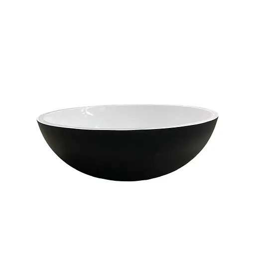 Раковина Adamant умивальник KREIS штучний камінь кругла без відвернення для змішувача та переливу 420х150мм накладний чорно-білий - фото 4