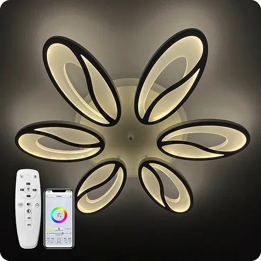 Люстра світлодіодна 517 Dlight 3color з пультом 105Вт Чорний (01522) - фото 1