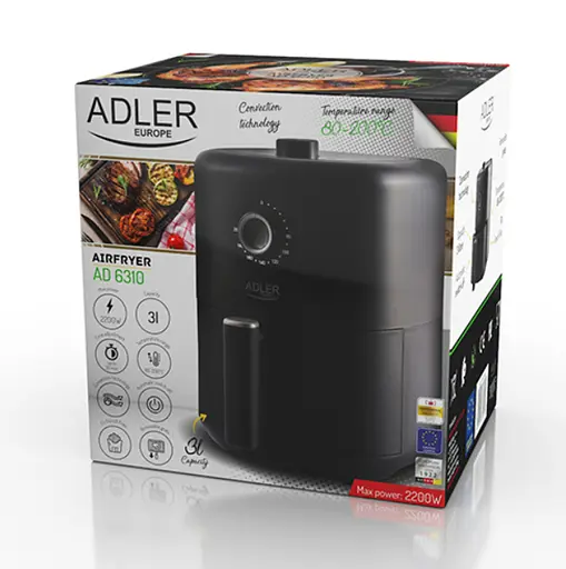 Аерофритюрниця духовка без олії Adler AD 6310 об'єм 3 л - фото 10