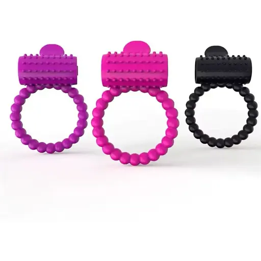 Кільце ерекційне для пеніса з вібратором для клітора фіолетове - фото 3