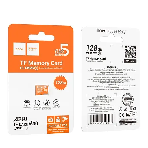 Карта памяти Hoco microSD (TF) Ultra-High-Speed ​​Surveillance Camera Memory Card 128GB CL10 - фото 2