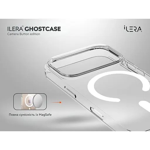 Чехол iLera GhostCase Camera Button with MagSafe для Apple iPhone 17 Pro Transparent iLGCAClCaBk17Pr (150399) - фото 4