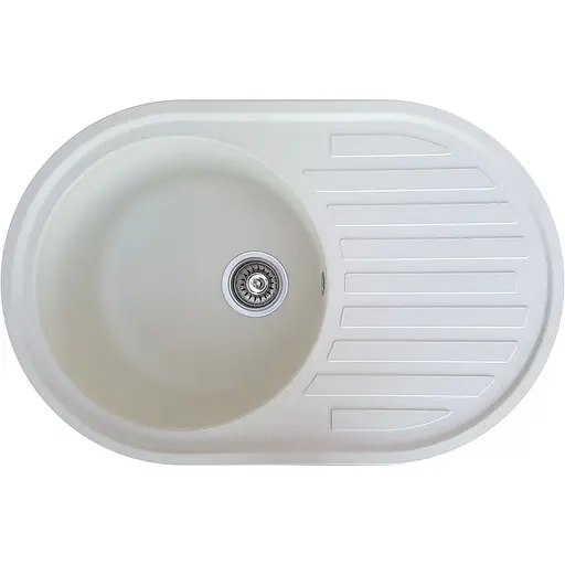 Гранітна кухонна мийка Romzha Elegancia 77 Biela (102) з крилом - фото 1
