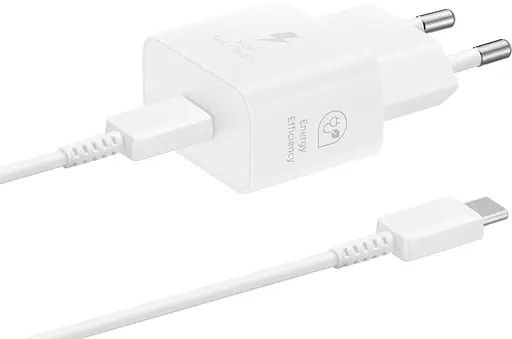 Samsung Зарядний пристрій мережевий 25Вт USB-С кабель USB-C > USB-C 1 м білий - фото 1