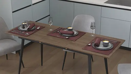 Стіл кухонний розкладний Данді на конусних ногах Ferrum-decor 75x120(160)x60 Чорний метал ДСП Дуб Сонома Трюфель 16 мм (FRD-106773)