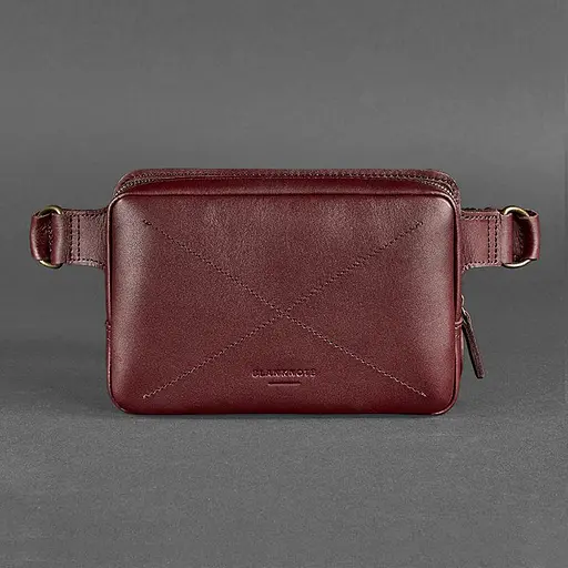 Шкіряна поясна сумка Dropbag Mini Krast бордова - фото 9