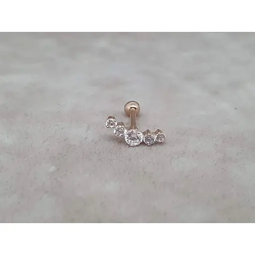 Золота сережка для пірсингу хеліксу Ірій з фіанітами. З40001ШТ - фото 3