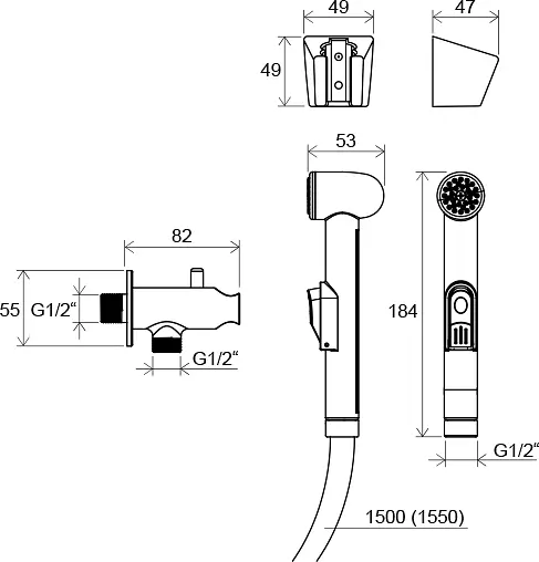 Набор гигиенического душа (запорный вентиль) Ravak BM 040.00 X070077, Хром - фото 3
