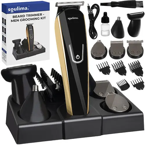 Тример для волосся Soulima  23574 багатофункціональний, 5 насадок, для бороди, вусів, носа, 60 хв роботи - фото 2