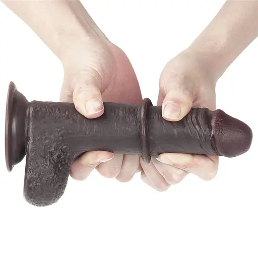 Фалоімітатор із присоскою LoveToy Sliding-Skin Dildo 7 17.5 см коричневий - фото 17