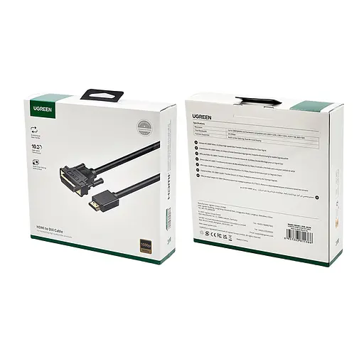 Переходник UGREEN HDMI to DVI 2K Cable Male to Male Black 3m - фото 2