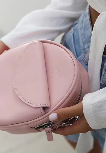 Шкіряна жіноча міні-сумка Kroha рожевий краст - фото 5
