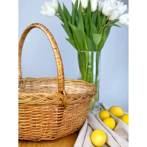 Великодній кошик із лози з однією ручкою Поділля Коричневий - фото 4