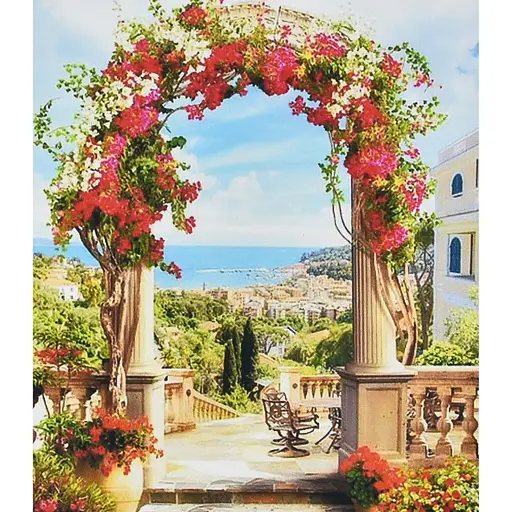 Алмазна мозаїка Strateg ПРЕМІУМ Арка з квітів розміром 30х40 см (HEG88129) - фото 1