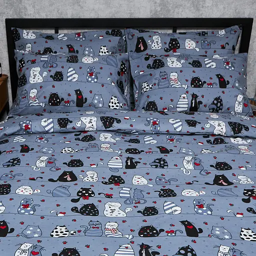 Комплект постельного белья Moon&Star Бязь Gold Люкс Feline Fun King Size 220x240 наволочки 2х70х70 - фото 2