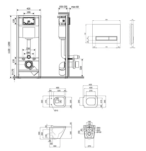 Набір Q-tap Nest 4 в 1 підвісний унітаз Tern Ultra Quiet 490x365x325 + комплект інсталяції QT1733052EUQW45160 - фото 2