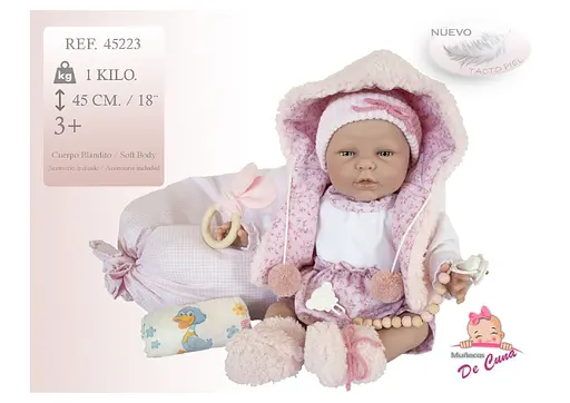 Лялька Munecas De Cuna у рожевому комбінезоні 45 см (B45223) - фото 2