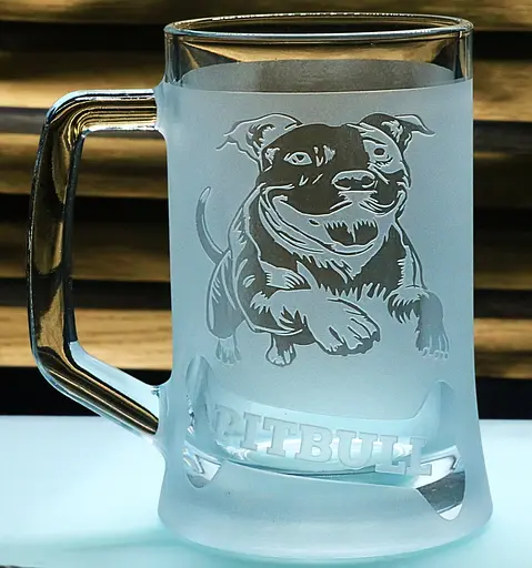 Келих для пива 660 мл з ручкою з гравіюванням Пітбуль ідеальний подарунок для власника собаки чи поціновувача - фото 1