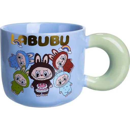 Кружка фарфоровая LABUBU Bring Joy 400 мл голубой FM-22C