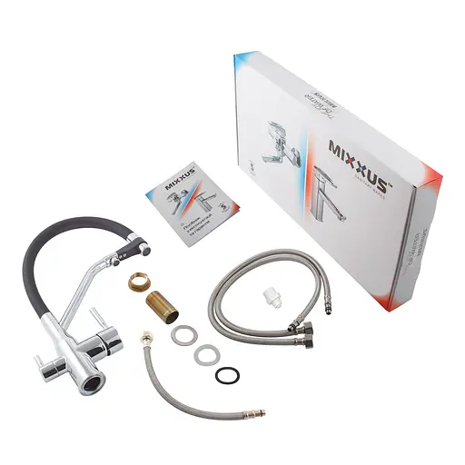 Змішувач для кухні Mixxus Premium Gravity 021 з гнучким виливом MI6977 Хром - фото 8