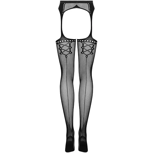 Сітчасті панчохи-стокінги зі стрілкою Obsessive Garter stockings S314 S/M/L, чорні - фото 6