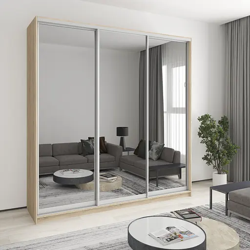 Шкаф-купе трехдверный MebelStar Стандарт AL 3 Зеркала 230x60x240 см Дуб сонома (MBS-1869)