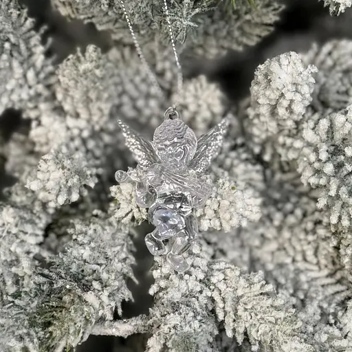 Новорічна підвіска MIS LT Янгол з скрипкою 4,5х2х6 см прозорий/срібний - фото 2