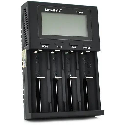ЗУ универсальное Liitokala Lii-M4, 4 канала, 5V Type C, LED display, поддерживает Li-ion, 3.7V/1.2V AA/AAA 18650/26650/16340/14500/10440/18500