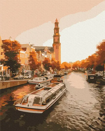 Картина по номерам на подрамнике Brushme Прогулка по вечернему Амстердаму