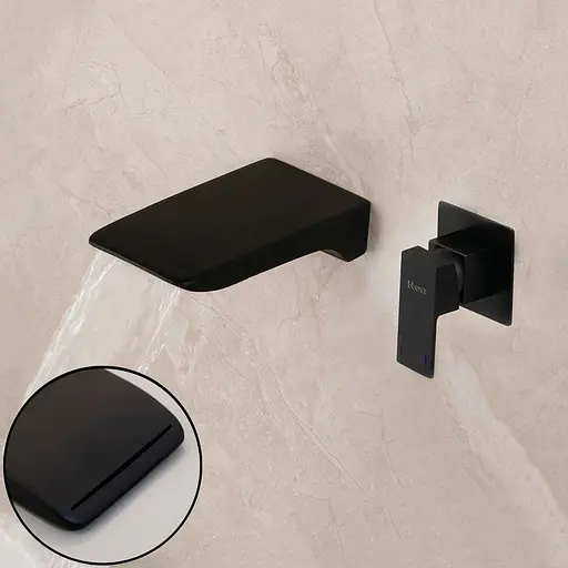 Смеситель для умывальника Rea Mason black черный настенный REA-B0690 Черный - фото 7