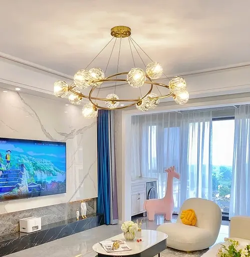 Люстра светодиодная потолочная 8816 (Золотистый) 10+5 плафонов - фото 4