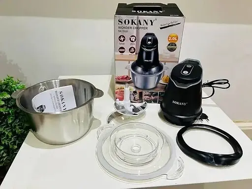 Многофункциональный мини-блендер измельчитель Sokany SK-7020 чаша 2л 400Вт Серый/Черный - фото 6