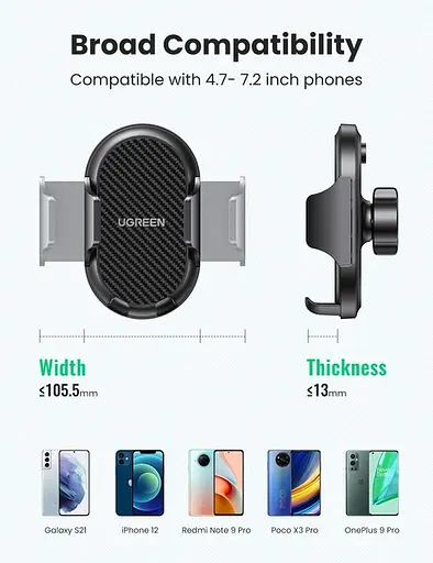 Крепление для телефонов Ugreen LP405 Waterfall-Shaped Suction Cup Phone Mount черный 20473 - фото 2