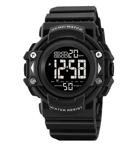 Часы мужские спортивные наручные Skmei 2195 (Черный с черным циферблатом)