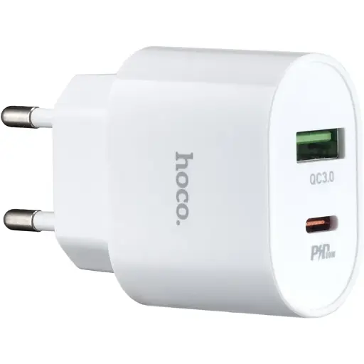 Мережевий зарядний пристрій Hoco C95A Lineal PD20W + QC3.0 charger ( EU ) Білий - фото 1