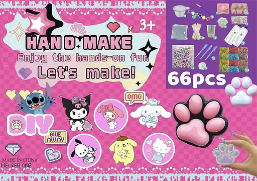 Набір для творчості Лапка, 66 елементів, силіконові форми, фарби, блискітки