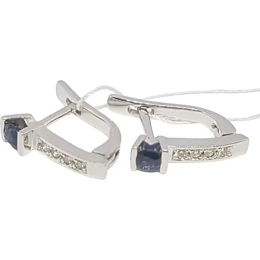 Золотые серьги Кристалл Плюс с бриллиантами и сапфирами. Артикул 210009