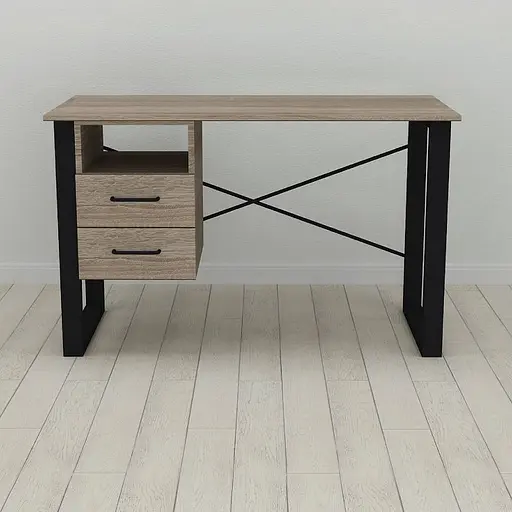 Письменный стол с ящиками Ferrum-decor Оскар 750x1200x600 металл Черный ДСП Дуб Сонома Трюфель 16 мм (FRD-103217) - фото 3